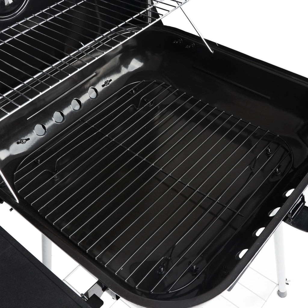 22 Square Steel Charcoal Grill with Foldable Side Shelf, Black M559014