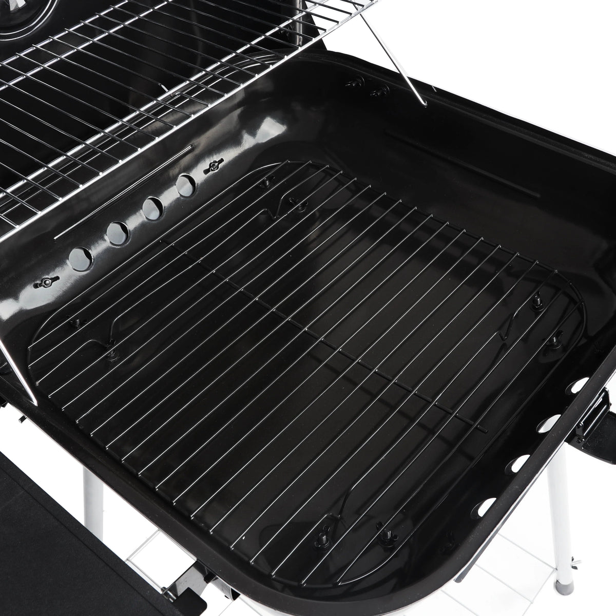 22 Square Steel Charcoal Grill with Foldable Side Shelf, Black M559014