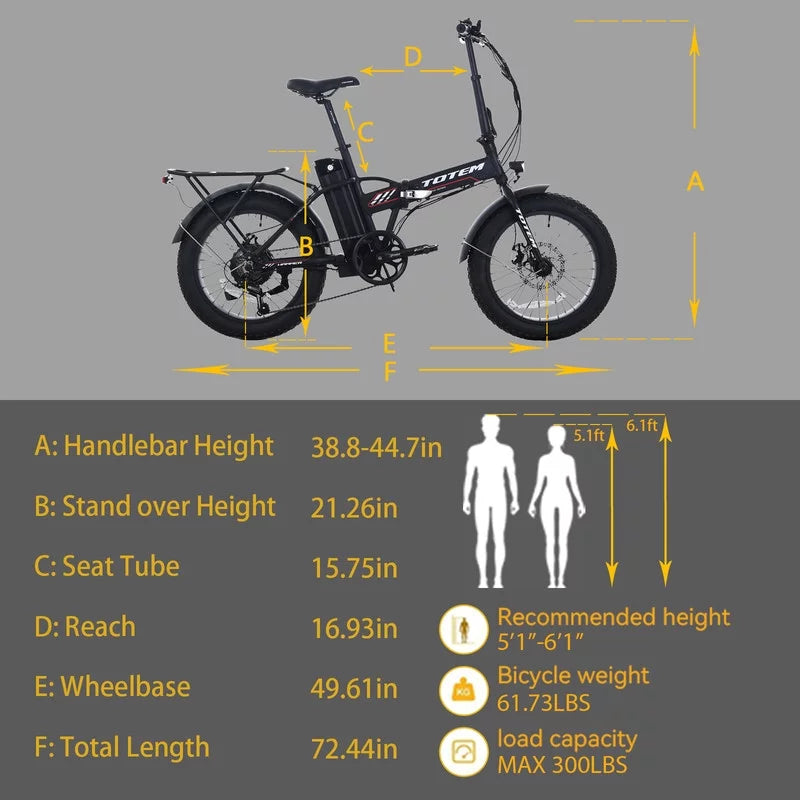 20” x 4” Fat Tire 500W Folding Electric Bike R524